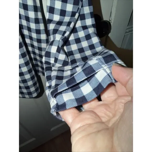 Rhoback Womens Blue Gingham Longsleeve Top Size M 1/4 Zip Golf Sport Tennis - Picture 3 of 8